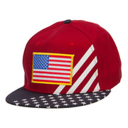 American Flag Patched Two Tone Snapback Cap