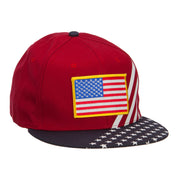 American Flag Patched Two Tone Snapback Cap