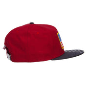 American Flag Patched Two Tone Snapback Cap