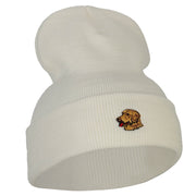 Golden Retriever Head Embroidered Long Knitted Beanie