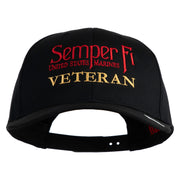 United States Marines Semper Fi Veteren Embroidered Solid Cotton Twill Pro Style Cap - Black OSFM
