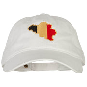 Belgium Flag Map Embroidered Washed Cotton Twill Cap