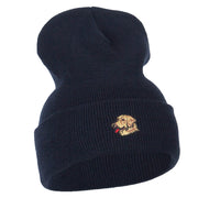 Golden Retriever Head Embroidered Long Knitted Beanie