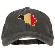 Belgium Flag Map Embroidered Washed Cotton Twill Cap