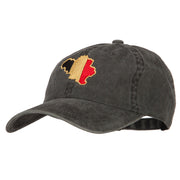 Belgium Flag Map Embroidered Washed Cotton Twill Cap