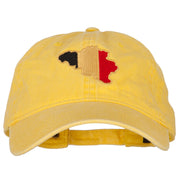 Belgium Flag Map Embroidered Washed Cotton Twill Cap