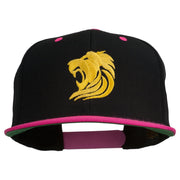 Gold Lion Embroidered Snapback Cap