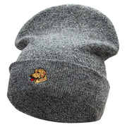 Golden Retriever Head Embroidered Long Knitted Beanie