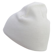 Green Apple Embroidered 8 Inch Short Beanie - White OSFM