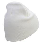 Green Apple Embroidered 8 Inch Short Beanie - White OSFM