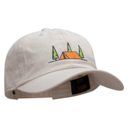 Camping Tent Embroidered Washed Cap