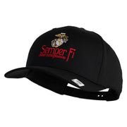 United States Marines Semper Fi Emblem Embroidered Solid Cotton Twill Pro Style Cap - Black OSFM