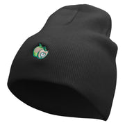 Green Apple Embroidered 8 Inch Short Beanie - Black OSFM