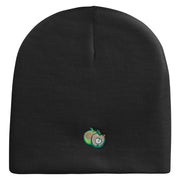 Green Apple Embroidered 8 Inch Short Beanie - Black OSFM