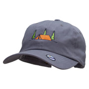 Camping Tent Embroidered Washed Cap