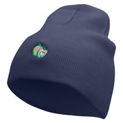 Green Apple Embroidered 8 Inch Short Beanie - Navy OSFM