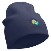 Green Apple Embroidered 8 Inch Short Beanie - Navy OSFM