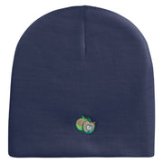 Green Apple Embroidered 8 Inch Short Beanie - Navy OSFM