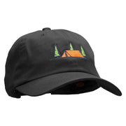 Camping Tent Embroidered Washed Cap