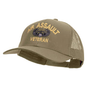 Licensed Air Assault Veteran Embroidered Solid Cotton Twill Mesh Prostyle Cap - Khaki OSFM