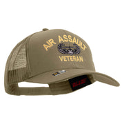Licensed Air Assault Veteran Embroidered Solid Cotton Twill Mesh Prostyle Cap - Khaki OSFM