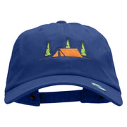 Camping Tent Embroidered Washed Cap