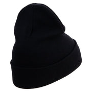 Just Peachy Embroidered 12 inch Acrylic Cuffed Long Beanie - Black OSFM