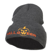 Halloween Pumpkin Face Embroidered Long Beanie