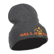 Halloween Pumpkin Face Embroidered Long Beanie