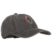 Illinois with Map Outline Embroidered Washed Cotton Twill Cap