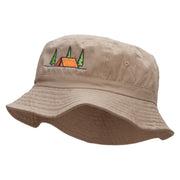 Camping Tent Scene Embroidered Bucket Hat