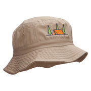 Camping Tent Scene Embroidered Bucket Hat