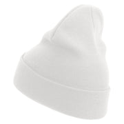 Just Peachy Embroidered 12 inch Acrylic Cuffed Long Beanie - White OSFM