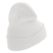 Just Peachy Embroidered 12 inch Acrylic Cuffed Long Beanie - White OSFM