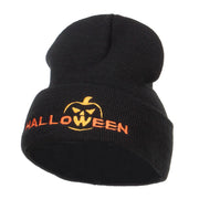 Halloween Pumpkin Face Embroidered Long Beanie