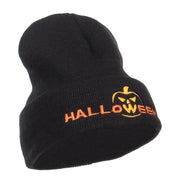 Halloween Pumpkin Face Embroidered Long Beanie