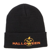 Halloween Pumpkin Face Embroidered Long Beanie