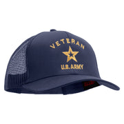 U.S. Army Veteran Military Embroidered Solid Cotton Twill Mesh Prostyle Cap