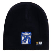 Licensed 18th Airborne Corps Embroidered 8 Inch Knitted Short Beanie - Navy OSFM