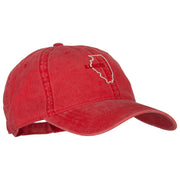 Illinois with Map Outline Embroidered Washed Cotton Twill Cap