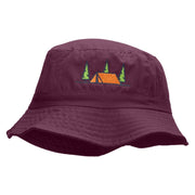 Camping Tent Scene Embroidered Bucket Hat