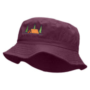 Camping Tent Scene Embroidered Bucket Hat