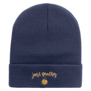 Just Peachy Embroidered 12 inch Acrylic Cuffed Long Beanie - Navy OSFM