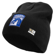 Licensed 18th Airborne Corps Embroidered 8 Inch Knitted Short Beanie - Black OSFM