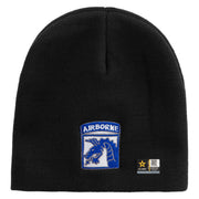 Licensed 18th Airborne Corps Embroidered 8 Inch Knitted Short Beanie - Black OSFM