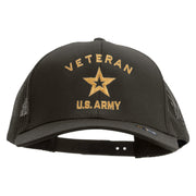 U.S. Army Veteran Military Embroidered Solid Cotton Twill Mesh Prostyle Cap