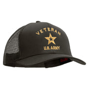 U.S. Army Veteran Military Embroidered Solid Cotton Twill Mesh Prostyle Cap
