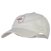 Illinois with Map Outline Embroidered Washed Cotton Twill Cap