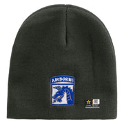 Licensed 18th Airborne Corps Embroidered 8 Inch Knitted Short Beanie - DK-Grey OSFM