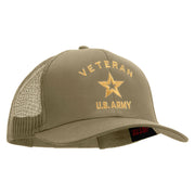 U.S. Army Veteran Military Embroidered Solid Cotton Twill Mesh Prostyle Cap